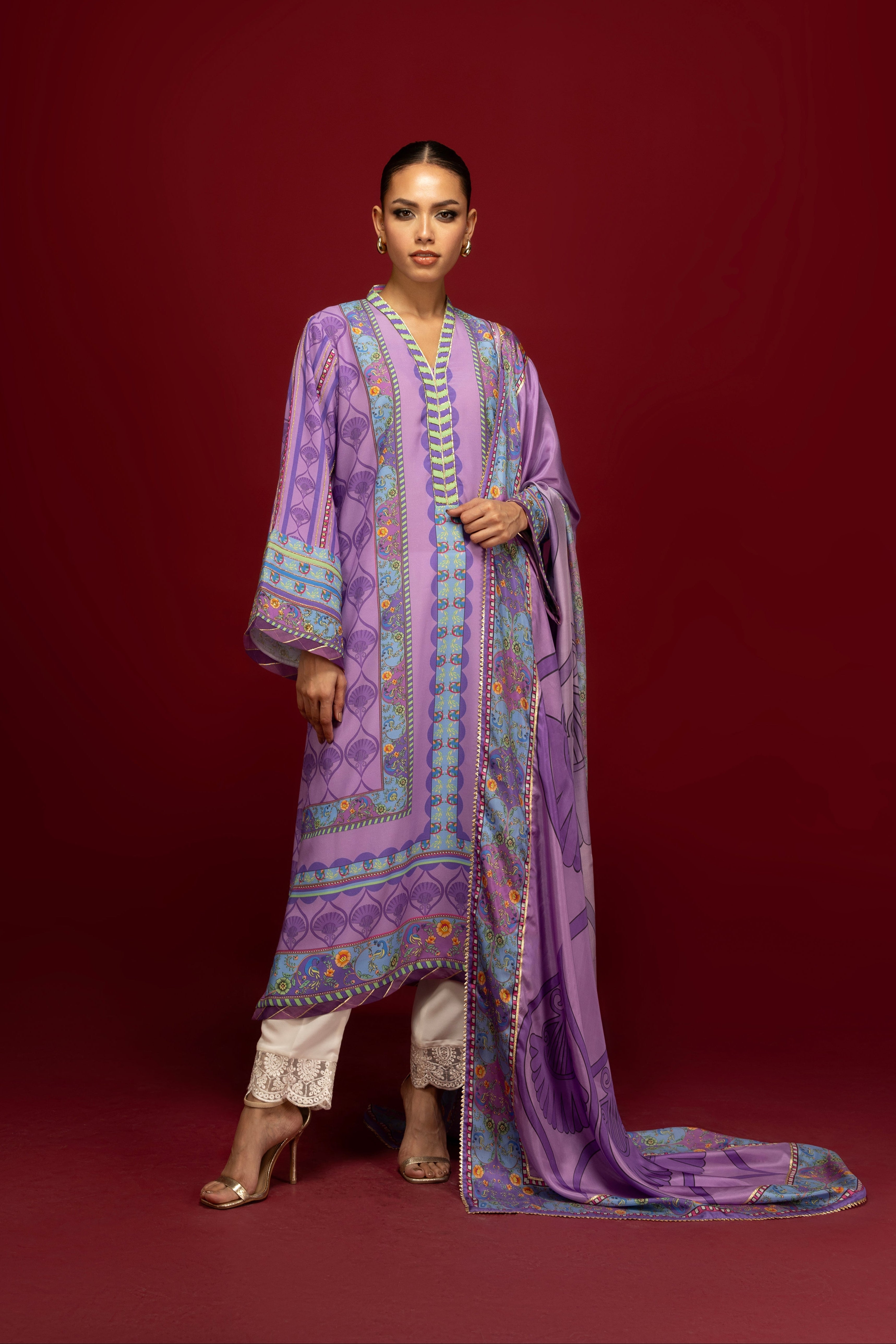 Pakistani fashion in Dubai - printed pure georgette suit for Gulf occasion dressing