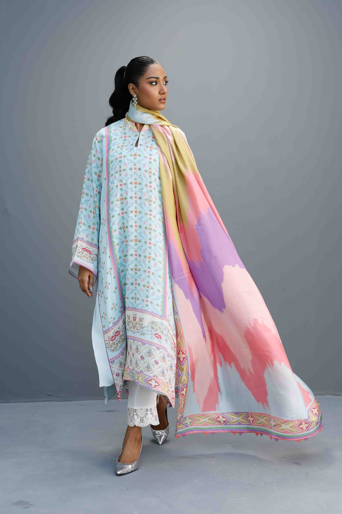 Pakistani fashion in Texas summer - printed pure georgette suit for hot weather occasion dressing in Houston Dallas Austin