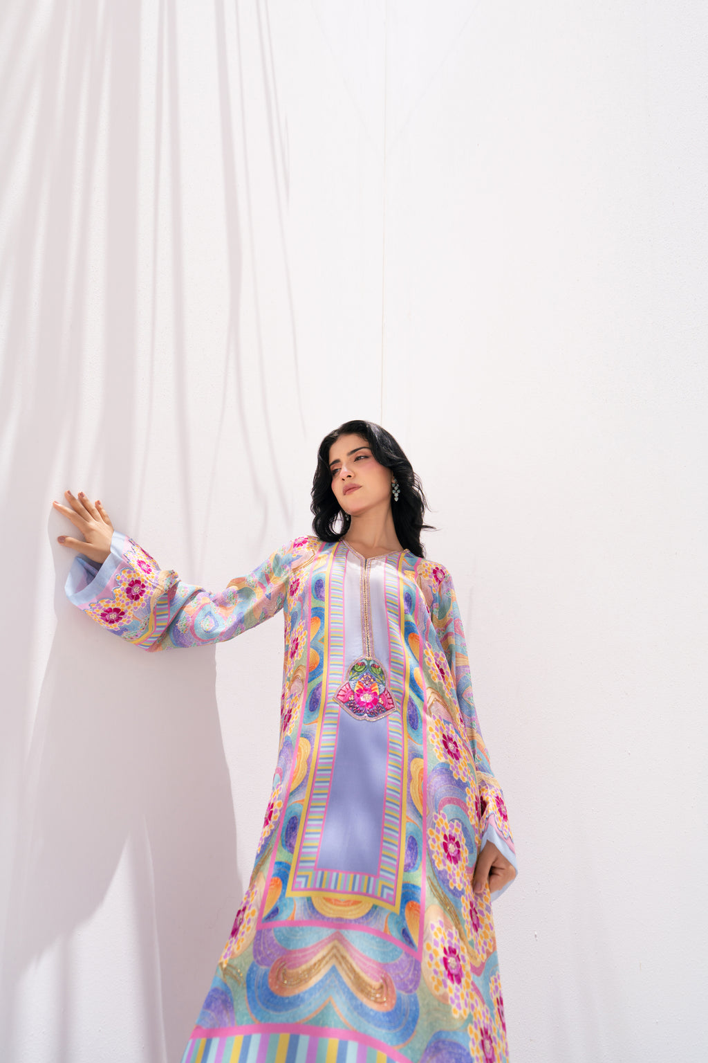 Chroma Bloom — Kaftan in Pure Georgette
