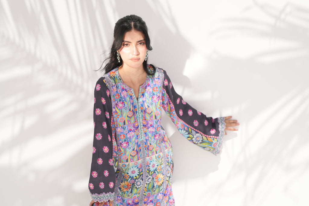 Mystical Garden — Short Shirt in Georgette