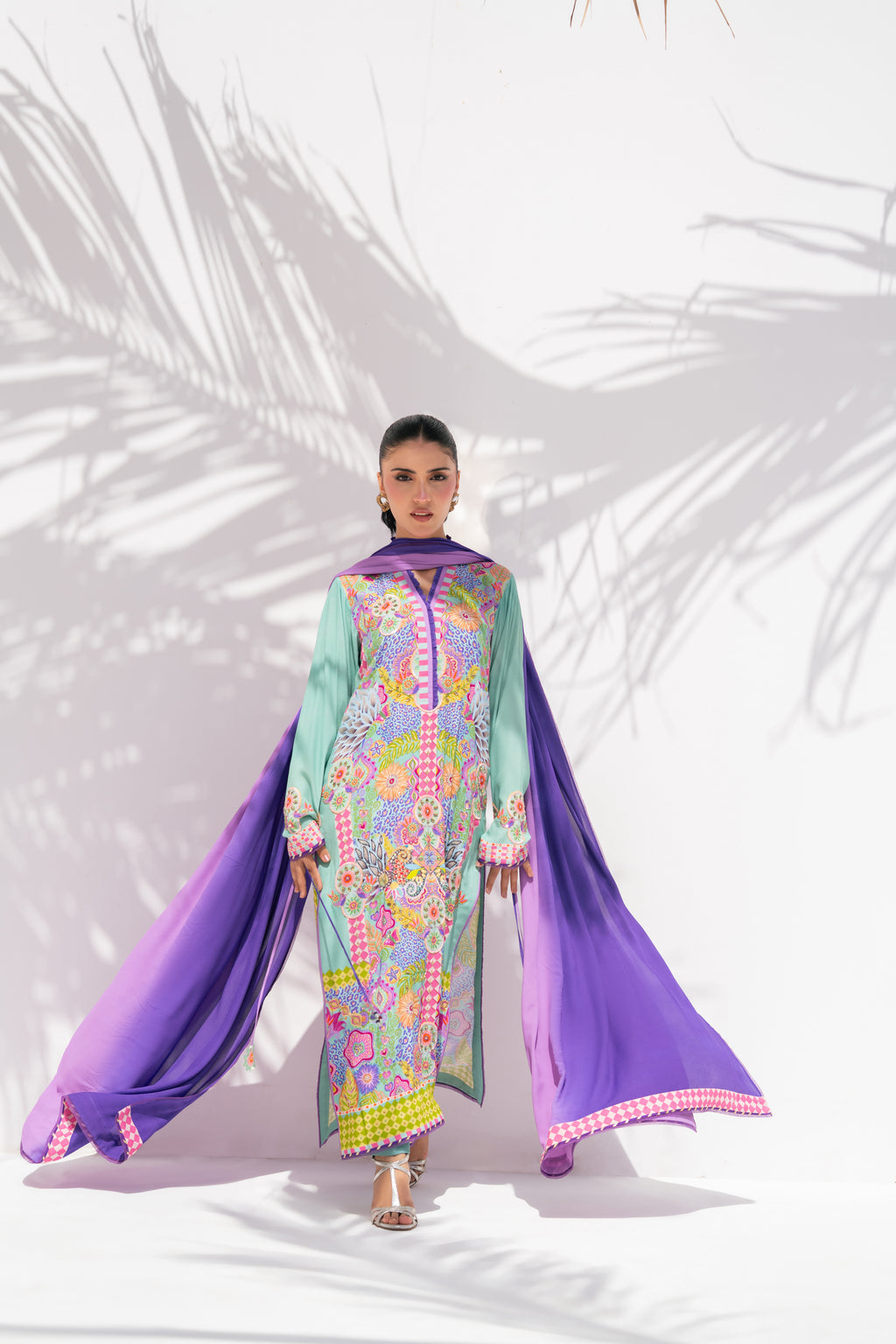 Prism Meadows — Long Shirt in Pure Georgette