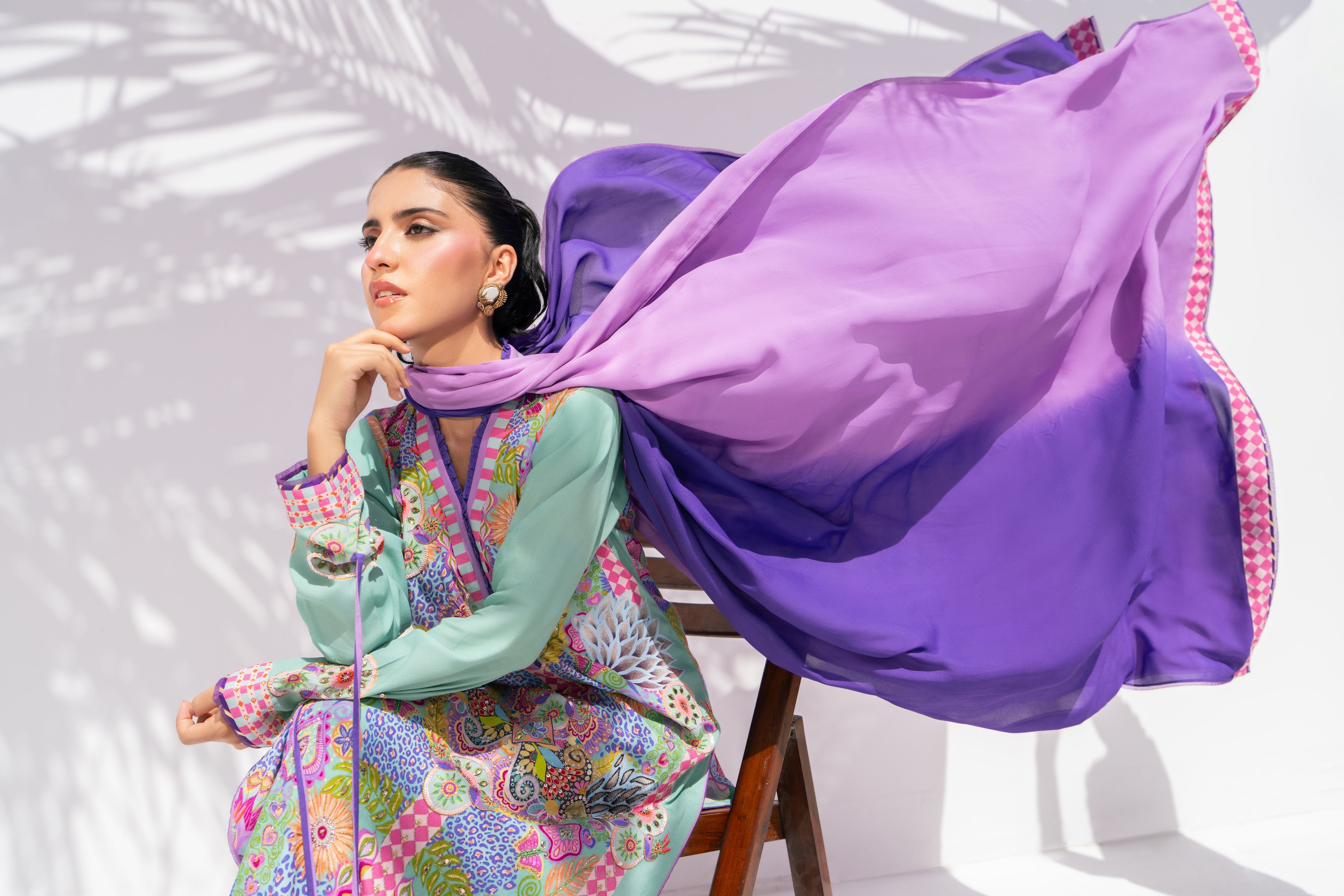 Prism Meadows — Long Shirt in Pure Georgette